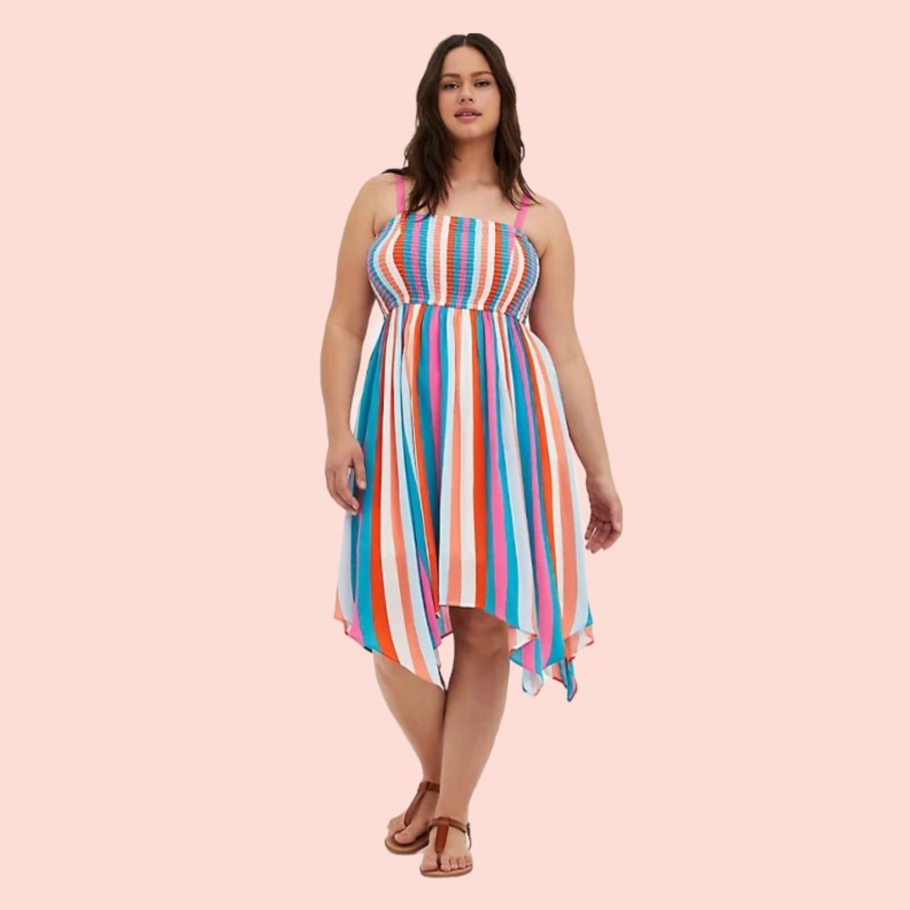 Torrid Handkerchief Dress - Crinkle Gauze Multi Stripe sz 3